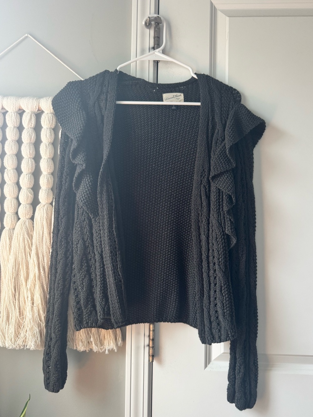NWOT Universal Thread charcoal gray ruffle cardigan sweater XS